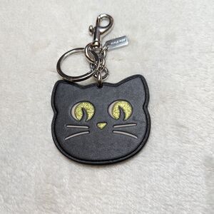 Black Cat Keychain with Yellow Eyes